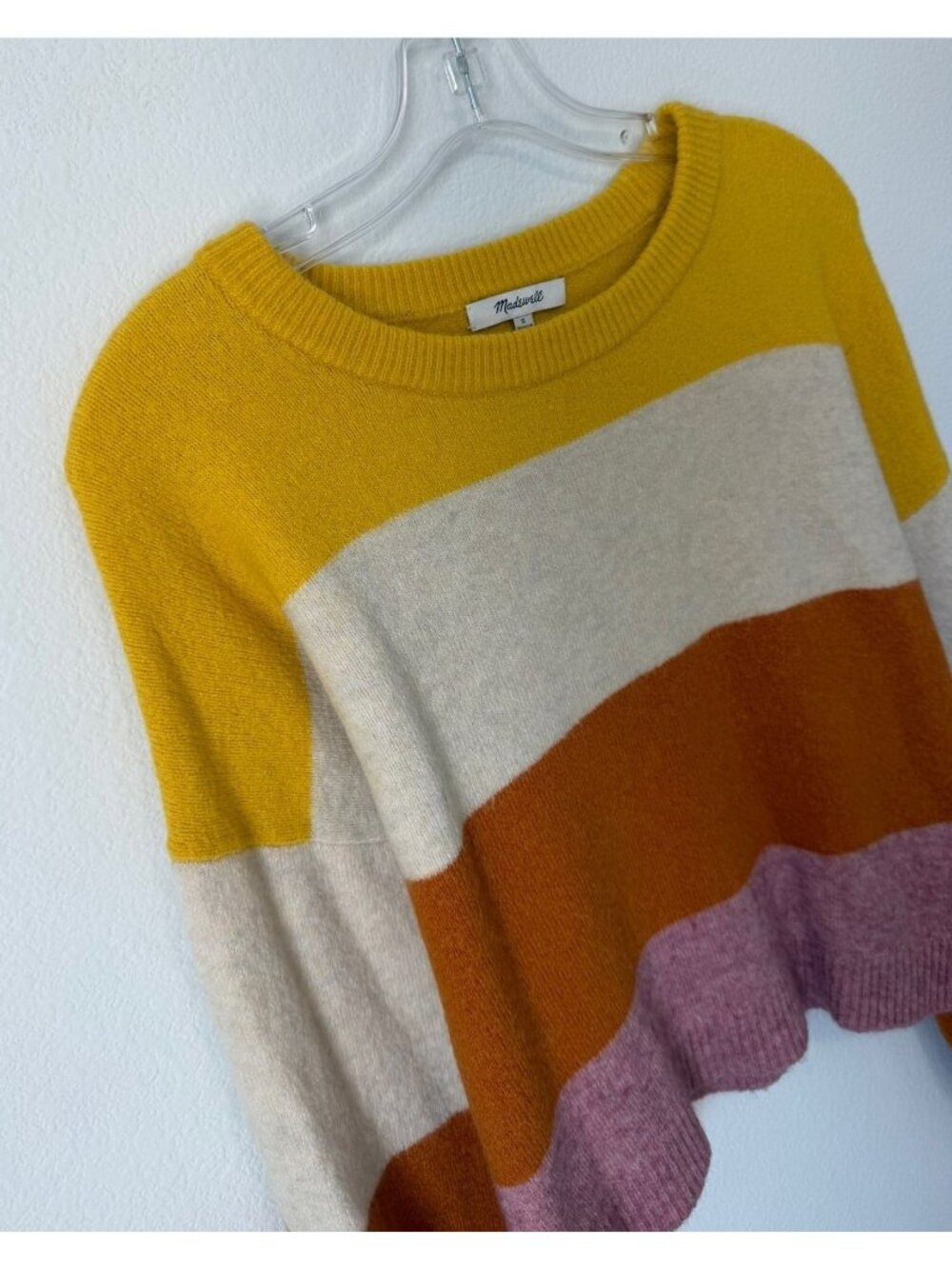 Madewell Wool Blend Long Sleeve Round Neck Multicolor Sweater Women's Size S - Picture 5 of 8